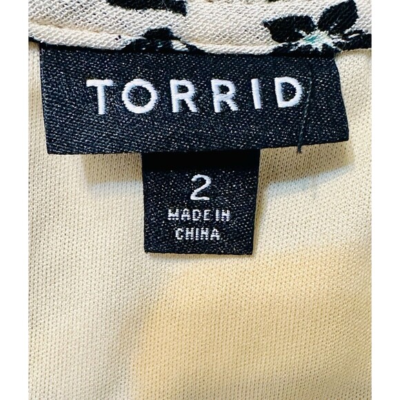 Torrid Size 2X Gauze Lace-Up Skater Dress Floral Tasseled Lined Boho Feminine - Picture 15 of 16